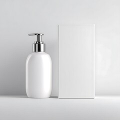 Blank White Pump Bottle and Packaging Box Mockup