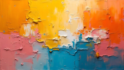 Abstract Expressionist Painting With Vibrant Colors And Thick Texture Using Impasto Technique And Dynamic Color Palette Creating Bold And Energetic Composition