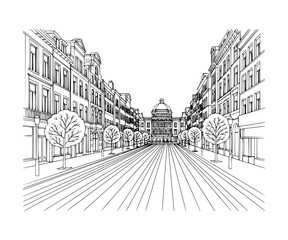 Line Art of Avenue Louise, Brussels