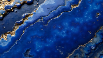 Abstract Royal Blue and Gold Texture Creates a Captivating Effect Showing Sophistication and Luxury in a Combination of Colors and Textures