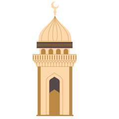 2D illustration of a golden mosque gate with arched entryway and decorative trim, designed in flat vector style.