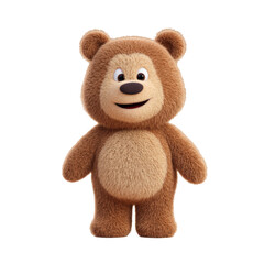 Cartoon brown bear standing smiling, happy cheerful fuzzy character, 3d rendering illustration