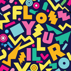 Colorful geometric pop art seamless patterns