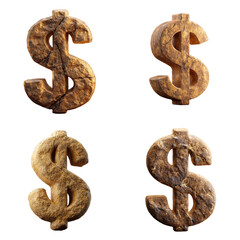 Obraz premium Stone dollar sign, weathered money, rock currency, financial symbol, ancient wealth