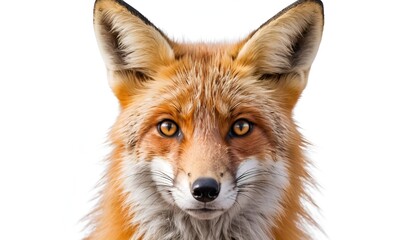 Obraz premium Captivating close-up portrait showcases the striking face of a red fox, radiating wild beauty.