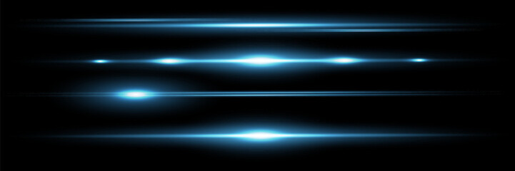 Red horizontal lens flares pack. Laser beams, horizontal light flares. Glowing streaks on dark background. Luminous abstract sparkling lined background.