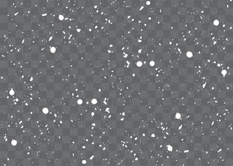 Christmas snow. Falling snowflakes on a dark background. Snowfall. Vector illustration.