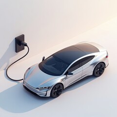 Modern Electric Car Charging at Home Station for Sustainable Future Transportation