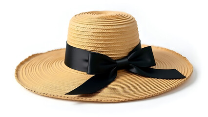 Elegant Straw Sun Hat with Black Ribbon Graceful Headwear for Sunny Days Beach Ready Fashion Accessory