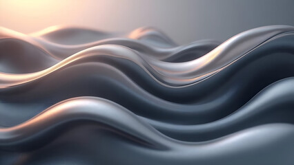Abstract Presentation of Flowing Metallic Waves Reflecting Light Creating a Luxurious Aesthetic and Smooth Surface Visualized in a Captivating Manner
