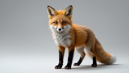 Obraz premium A red fox poses gracefully against a seamless backdrop in a clean, contemporary studio shot.