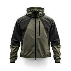 A front view of a windrunner jacket mockup, showcasing its lightweight design, isolated on a white background