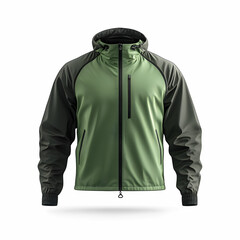 A front view of a windrunner jacket mockup, showcasing its lightweight design, isolated on a white background