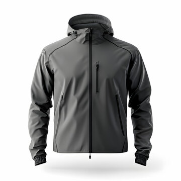 A front view of a windrunner jacket mockup, showcasing its lightweight design, isolated on a white background