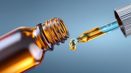 Organic cbd cannabis oil dropper with amber glass bottle closeup for natural health remedy and wellness product