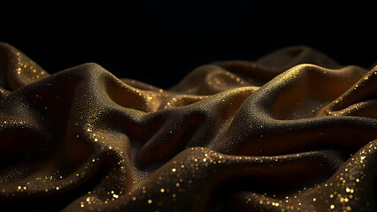 Luxurious Golden Textile Shimmers Under Dim Light Emitting Subtle Glints And Refractions Creating An Enchanting Scene Of Opulence And Elegance