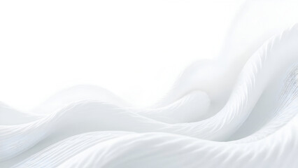 Abstract White Waves Presentation of Elegance and Softness, Ideal for Backgrounds and Visuals, Evokes Cleanliness and Simplicity with Flowing Light