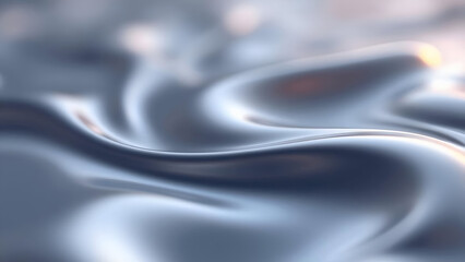 Abstract Presentation of Reflective Chrome Waves With Gentle Light Caressing the Curving Shapes For Calm Design