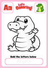 Let's Coloring Happy Aligator