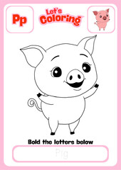 Let's Coloring Happy Pig