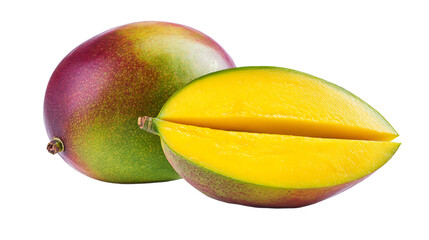 a mango with a slice cut in half