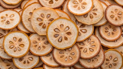 Dried Garcinia Slices background. Suitable for marketing or business purposes. Panoramic banner with place for text