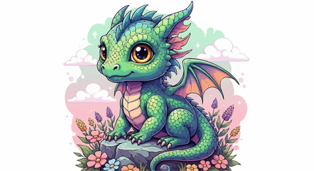 Obraz premium green dragon cartoon