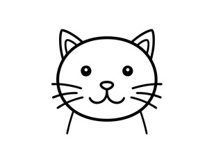 可愛貓咪簡單黑白手繪線條頭像,logo 882614