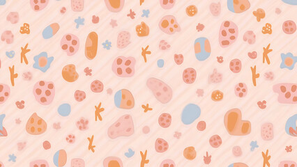 Playful Organic Shapes in Pastel Palette Create a Whimsical and Cheerful Pattern Ideal for Textiles Wallpapers and Creative Projects Featuring Abstract Elements