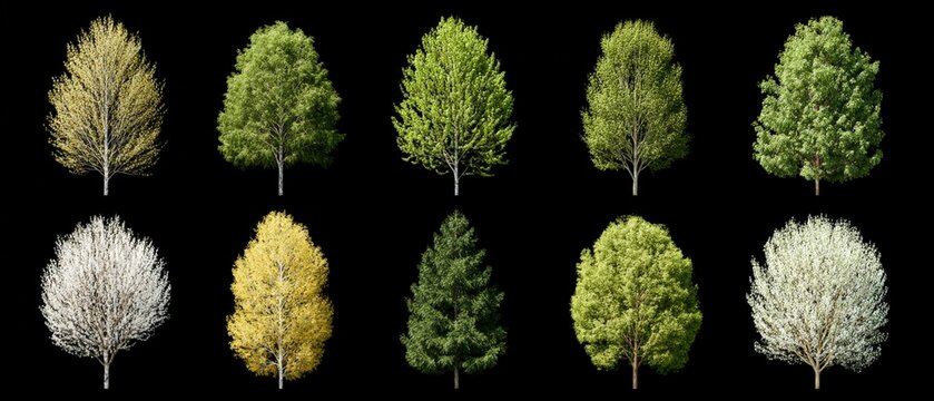 High Resolution Spring Trees PNG  Birch  Maple  Spruce  Pine  Sycamore  Isolated Cutout
