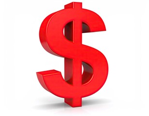 Red 3D Dollar Sign on White Background