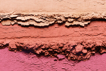 Makeup powder texture. Blush, eyeshadow, foundation powder swatches background