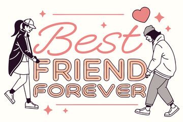 Obraz premium Retro neon sign text for best friends forever in vibrant colors
