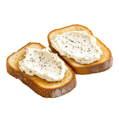 Toasted Bread with Cream Cheese and Pepper isolated on a transparent background
