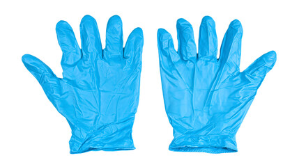 a pair of blue gloves on a white background