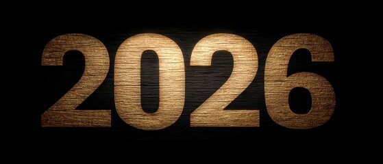 2026 New Year Gold Numbers Dark Background Design