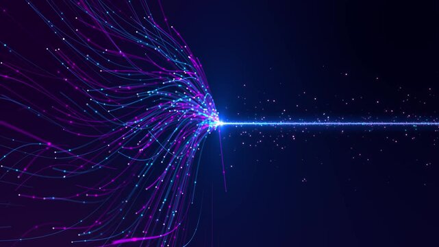 Digital data flow tunnel Information flow Neural network artificial intelligence. Data mining Business analytics. Big data technology data science. Querying analyzing, visualizing complex information.