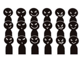 Illustration of a group of silhouettes of bad people