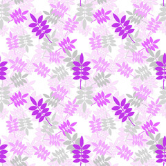 Rowan leaves pink purple retro in the style of the sixties