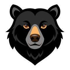 Asiatic Black Bear Head on White Background – Wildlife Vector