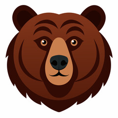 Grizzly Bear Head on White Background – Wild North American Animal Vector