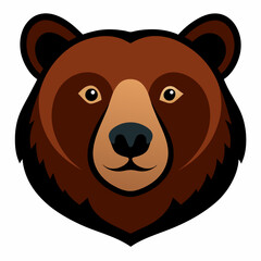 Kamchatka Brown Bear Head on White Background – Russian Wildlife Vector