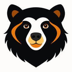 Spectacled Bear Head on White Background – South American Wildlife Vector