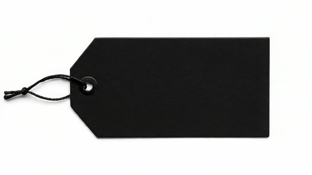 Black Blank Price Tag with String Isolated on a White Background Perfect for Retail and Product Pricing