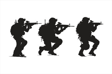 soldier with rifle, silhouette, soldier, gun, vector, military, illustration, people, music, rifle, weapon, army, silhouettes, war, sniper, guitar, black, boy, guitarist, musician, child, rock, men, a