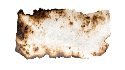 a burnt piece of paper on a white surface