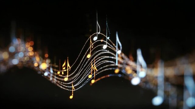 Musical Notes Motion Graphic with Light Trails/光の軌跡と音楽ノートのモーショングラフィック1
