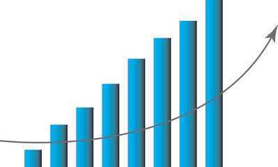 Fototapeta premium Business Growth Bar Chart representing Business Scale Growth
