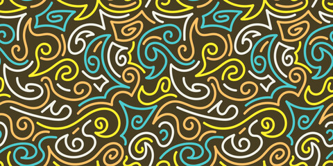 Organic Yellow Tribal Doodle Pattern