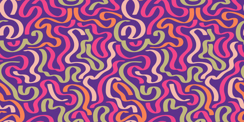 Pink Abstract Doodle Maze Pattern